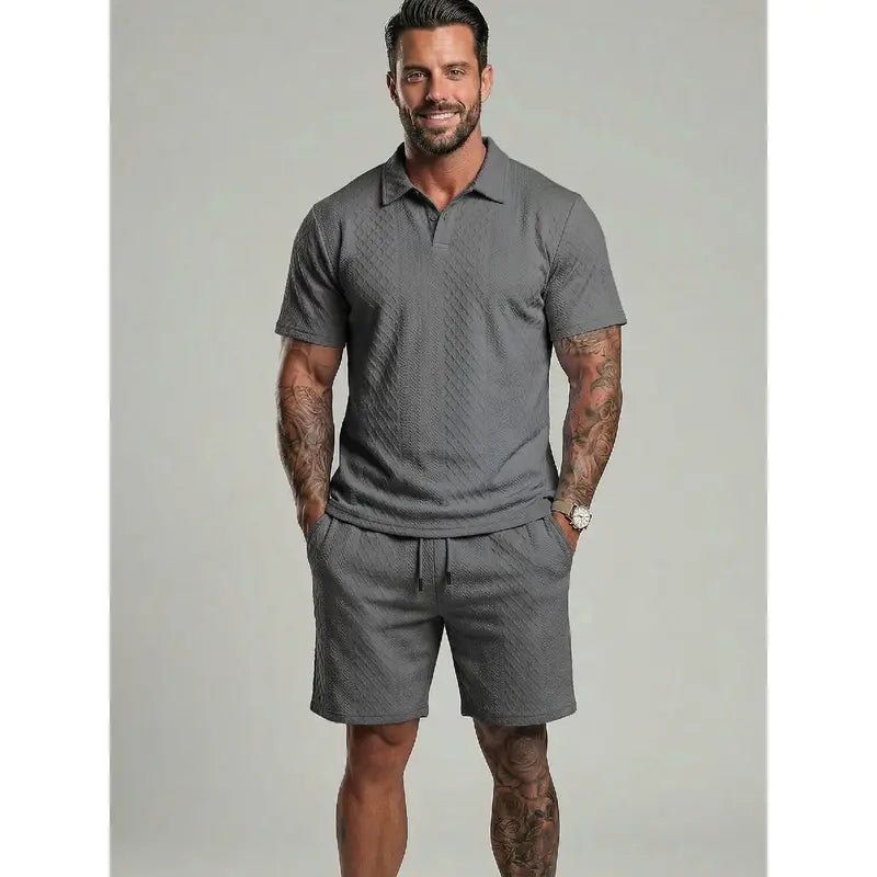 Men's Solid Polo Shirt Two-piece